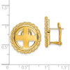 14k  Yellow Gold Polished Rope 16.5mm Prong Coin Bezel Omega Post Earrings