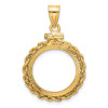 14k Yellow Gold Polished Rope and Diamond-cut 16.5mm x 1.35mm Screw Top Coin Pendant