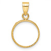14k Yellow Gold Polished and Diamond-cut 13.0mm Prong Coin Bezel Pendant