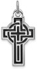 Rhodium-Plated 925 Sterling Silver and Black Design Cross Pendant QC8185
