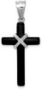 925 Sterling Silver Rhodium-Plated Onyx Cross Pendant