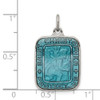 925 Sterling Silver Blue Enamel Square St. Christopher Medal Pendant