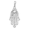 14k White Gold Simulated Turquoise Filigree Chamseh Pendant