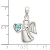 925 Sterling Silver Angel with Light Blue Cubic Zirconia Heart Pendant