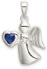 925 Sterling Silver Angel with Dark Blue Cubic Zirconia Heart Pendant