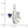 925 Sterling Silver Angel with Dark Blue Cubic Zirconia Heart Pendant