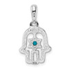 14k White Gold Simulated Turquoise Chamseh Pendant