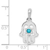 14k White Gold Simulated Turquoise Chamseh Pendant
