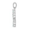 925 Sterling Silver Rhodium-Plated Aquamarine and Diamond Cross Pendant