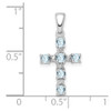 925 Sterling Silver Rhodium-Plated Aquamarine and Diamond Cross Pendant