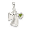 925 Sterling Silver Angel with Light Green Cubic Zirconia Heart Pendant