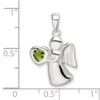 925 Sterling Silver Angel with Light Green Cubic Zirconia Heart Pendant