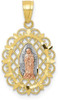 10k Yellow & Rose Gold with White Rhodium Our Lady of Guadalupe Pendant 10C1045