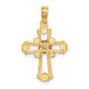 14k Yellow and Rose Gold with Rhodium Cross with Flower and Heart Pendant