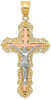 14k Yellow, White and Rose Gold Diamond-Cut Crucifix Pendant D3646