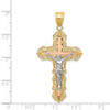 14k Yellow, White and Rose Gold Diamond-Cut Crucifix Pendant D3646