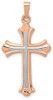 14k Rose Gold with White Rhodium Cross Pendant