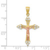 10k Yellow and Rose Gold Cubic Zirconia Crucifix Pendant 10C1090