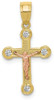 10k Yellow and Rose Gold Small Cubic Zirconia Crucifix Pendant