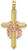 10k Yellow and Rose Gold Cross with Drape Pendant