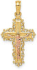 14k Yellow and Rose Gold Crucifix with Lace Trim Pendant