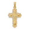 14k Yellow and Rose Gold Crucifix with Lace Trim Pendant