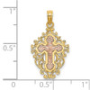 14k Yellow and Rose Gold with Lace Trim Crucifix Pendant