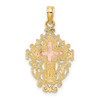 14k Yellow and Rose Gold with Lace Trim Crucifix Pendant
