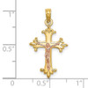 14k Yellow and Rose Gold Fleur de Lis Crucifix Pendant