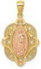 14k Yellow and Rose Gold Virgin Mary Pendant