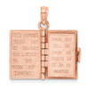 14k Rose Gold 3-D Holy Bible with Lords Prayer Moveable Pendant