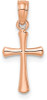 14k Rose Gold Polished Beveled Cross with Round Tips Pendant K8539R