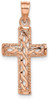 14k Rose Gold Polished Braided Cross Pendant