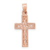 14k Rose Gold Polished Braided Cross Pendant