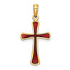 14k Yellow Gold Pink Stained Glass Tapered Cross Pendant