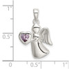 925 Sterling Silver Angel with Light Purple Cubic Zirconia Heart Pendant