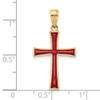 14k Yellow Gold Red Stained Glass Cross Pendant