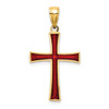 14k Yellow Gold Red Stained Glass Cross Pendant