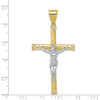 10k Yellow Gold with Rhodium-Plating Cubic Zirconia Crucifix Pendant 10C1064