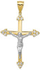 10k Yellow Gold with Rhodium-Plating Cubic Zirconia Crucifix Pendant 10C1091