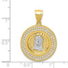 10k Yellow Gold with Rhodium-Plating CZ Channel Edge and Pave Jesus Face Pendant