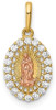 14k Two-tone Gold Our Lady of Guadalupe Cubic Zirconia Pendant