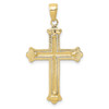 10k Yellow and White Gold Cross in Budded Yellow Cross Frame Pendant