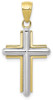 10k Yellow and White Gold Polished Cross Pendant