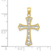 10k Yellow Gold with Rhodium-Plating Diamond-cut Cross Pendant 10C1133