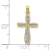 10k Yellow Gold With Rhodium-Plating-Plated Filigree Cross Pendant