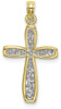 10k Yellow Gold With Rhodium-Plating-Plated Filigree Cross Pendant