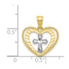 10k Yellow Gold with Rhodium-Plating Heart w/Cross Pendant 10C936