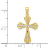 10k Yellow Gold with Rhodium-Plating Diamond-cut Cross Pendant 10C1126