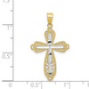 10k Yellow Gold with Rhodium-Plating Diamond-cut Cross Pendant 10C1127